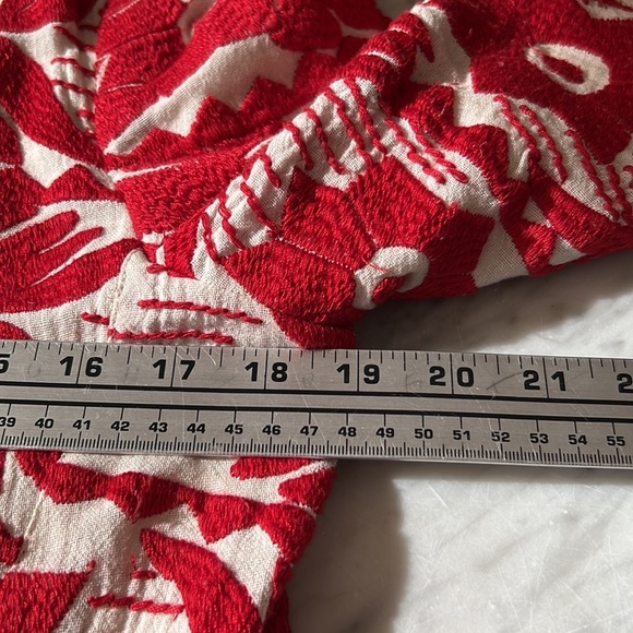 Free People Devil’s Alley Red and White embroidered moto jacket - Picture 11 of 13